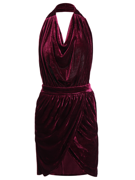 TastyHottie - Pretty Sexy Backless Velvet Draped Tulip Dress