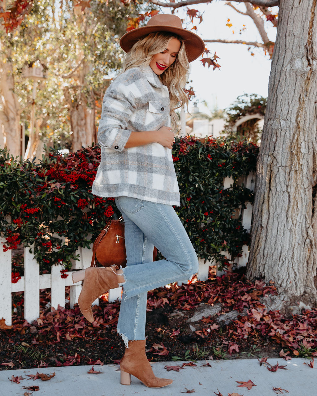 TastyHottie - Jayde Soft Plaid Button Down Shacket - Grey