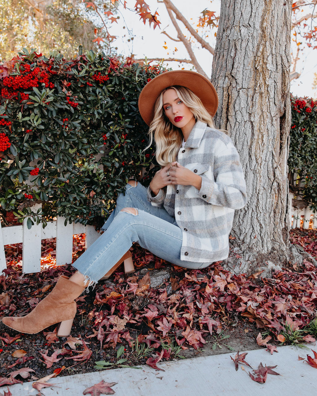 TastyHottie - Jayde Soft Plaid Button Down Shacket - Grey