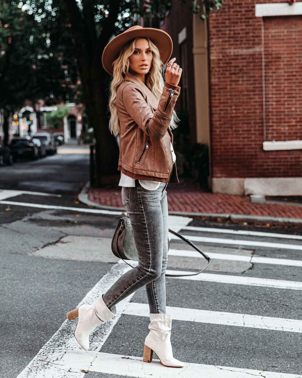 TastyHottie - Slick Chick Coated Faux Leather Moto Jacket - Taupe
