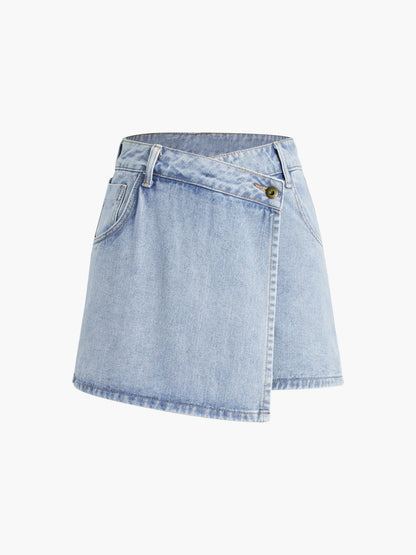 Asymmetric Layered Graceful Denim Shorts