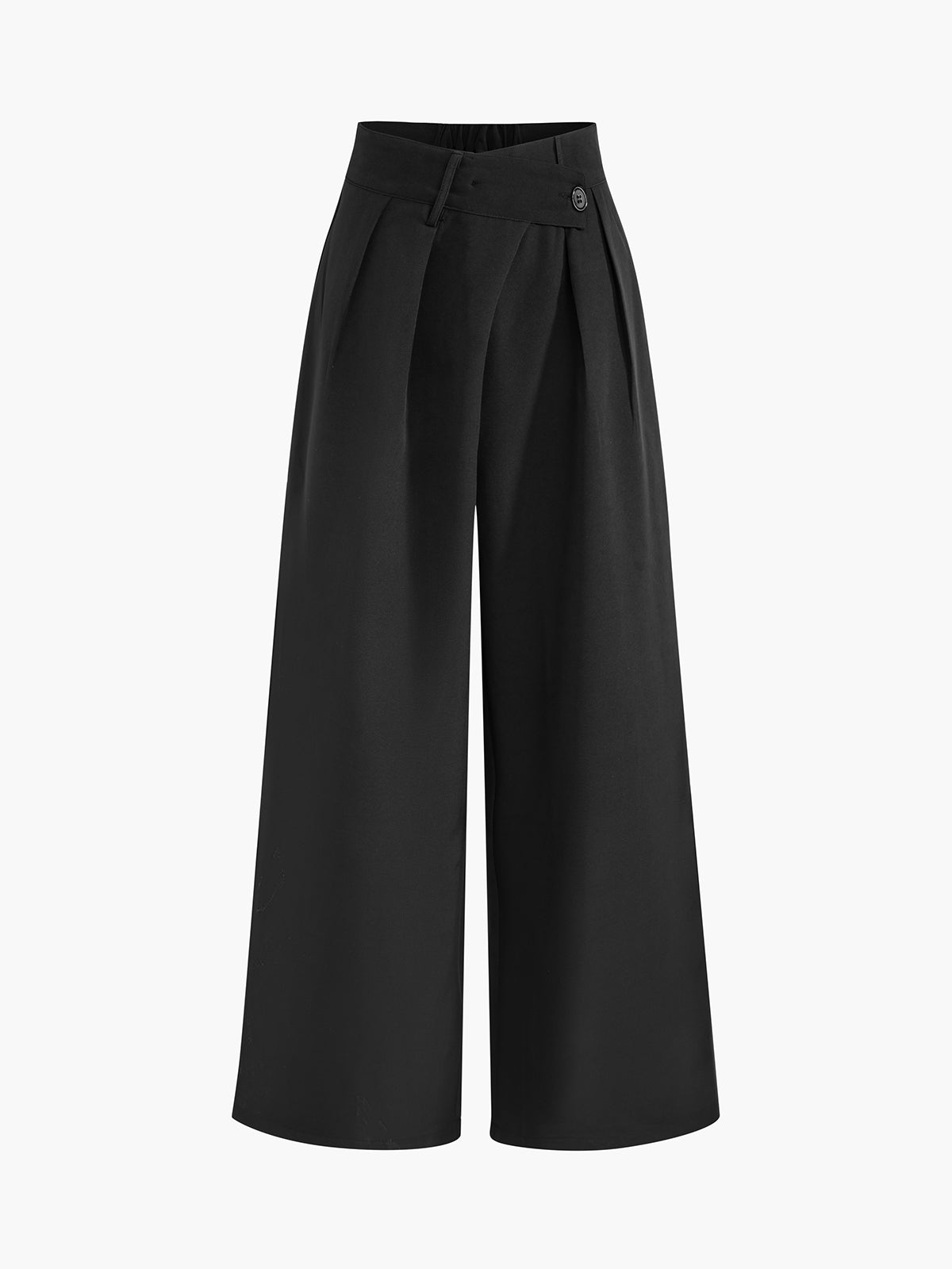 Asymmetric Buttoned Wide Trendy Leg Dress Pants