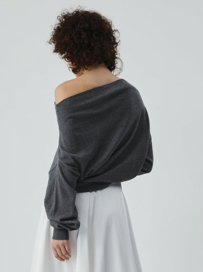 Asymmetric Off Graceful Shoulder Sweater