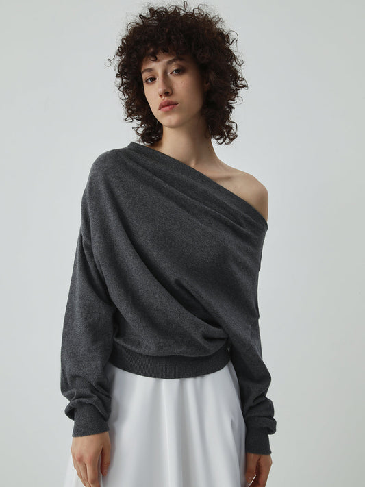 Asymmetric Off Graceful Shoulder Sweater