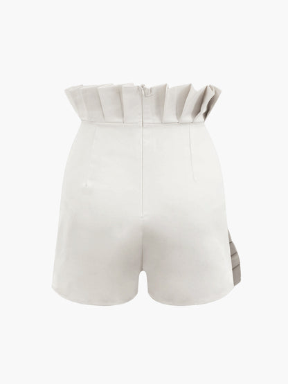 Asymmetric Pleated Graceful Zip Shorts