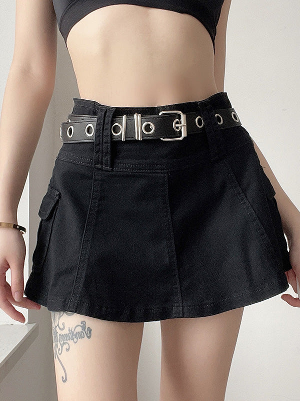 Linen Waist Graceful Dart Mini Skirt