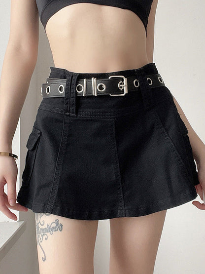 Linen Waist Graceful Dart Mini Skirt