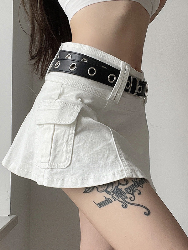 Linen Waist Graceful Dart Mini Skirt