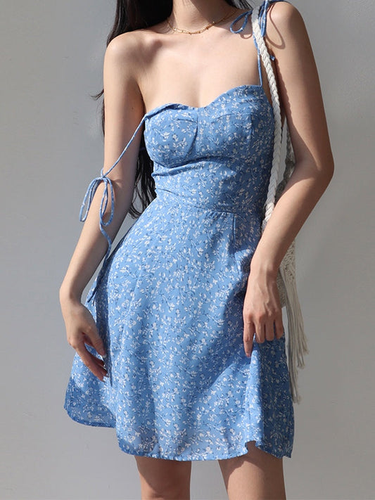 Tie Strap Graceful Denim Corset Top