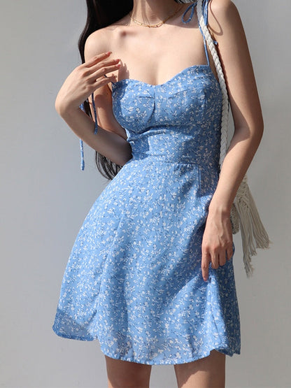 Tie Strap Graceful Denim Corset Top