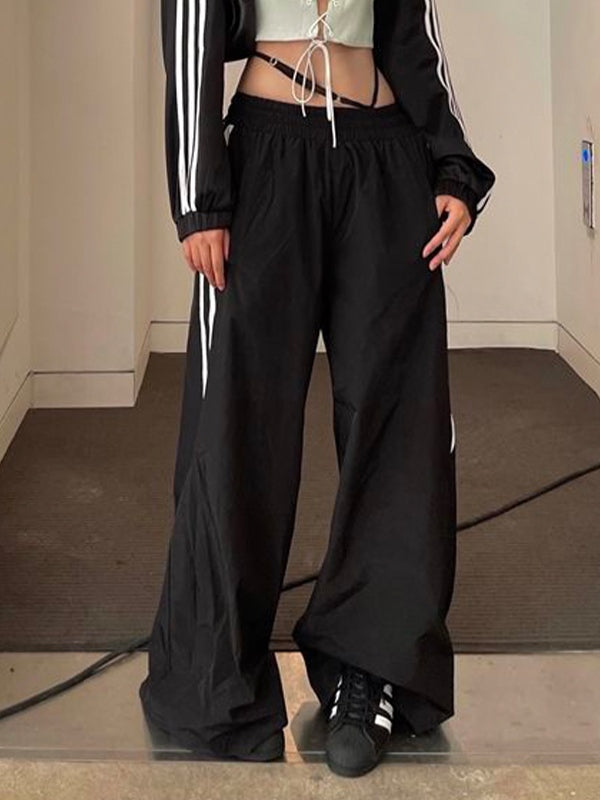 Side Stripe Graceful Wide Leg Pants