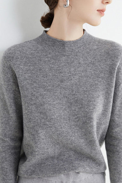 TastyHottie - Mock Neck Solid Color Wool Sweater