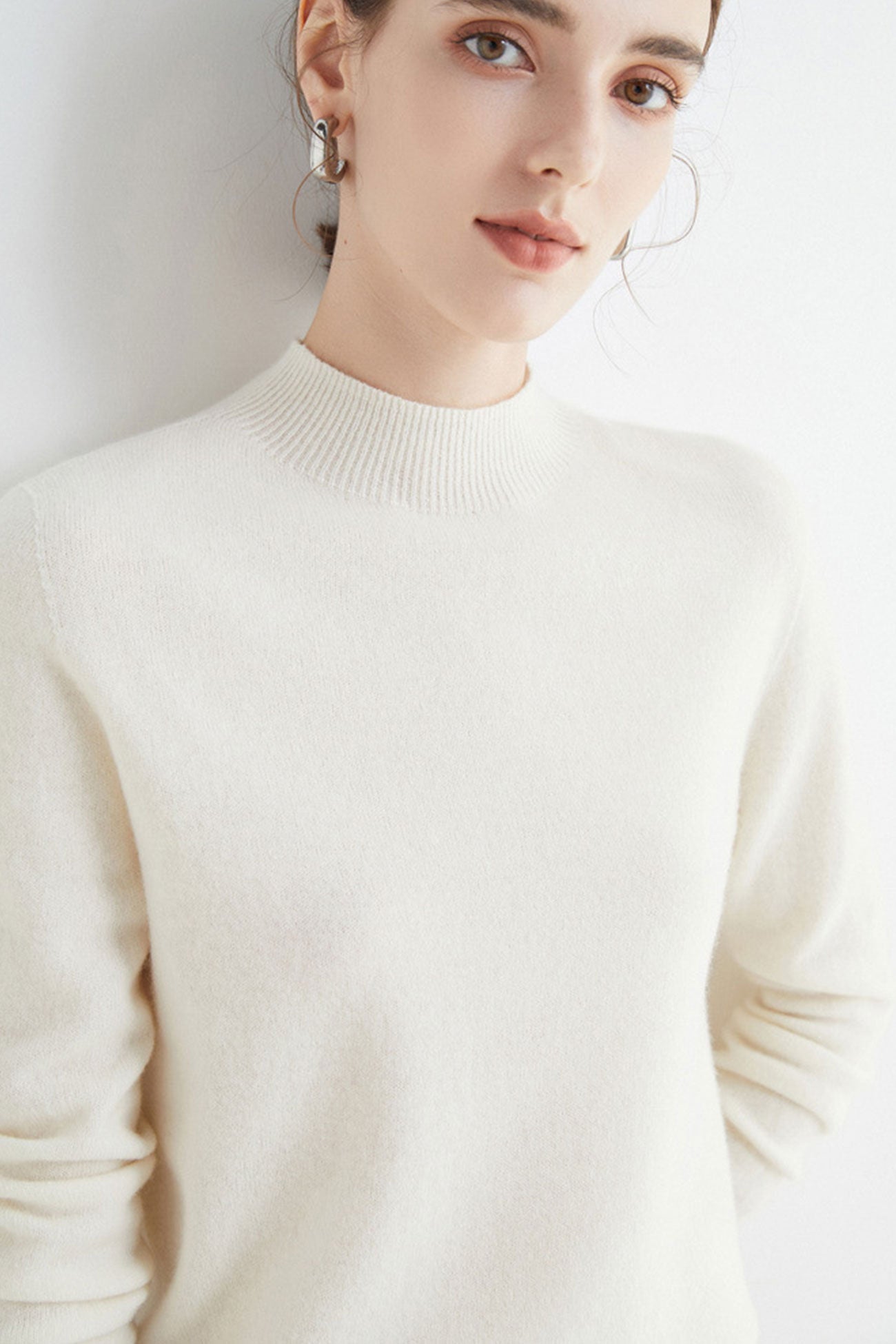 TastyHottie - Mock Neck Solid Color Wool Sweater