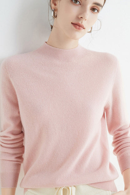 TastyHottie - Mock Neck Solid Color Wool Sweater