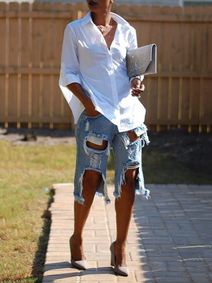 Ripped Charming Denim Shorts