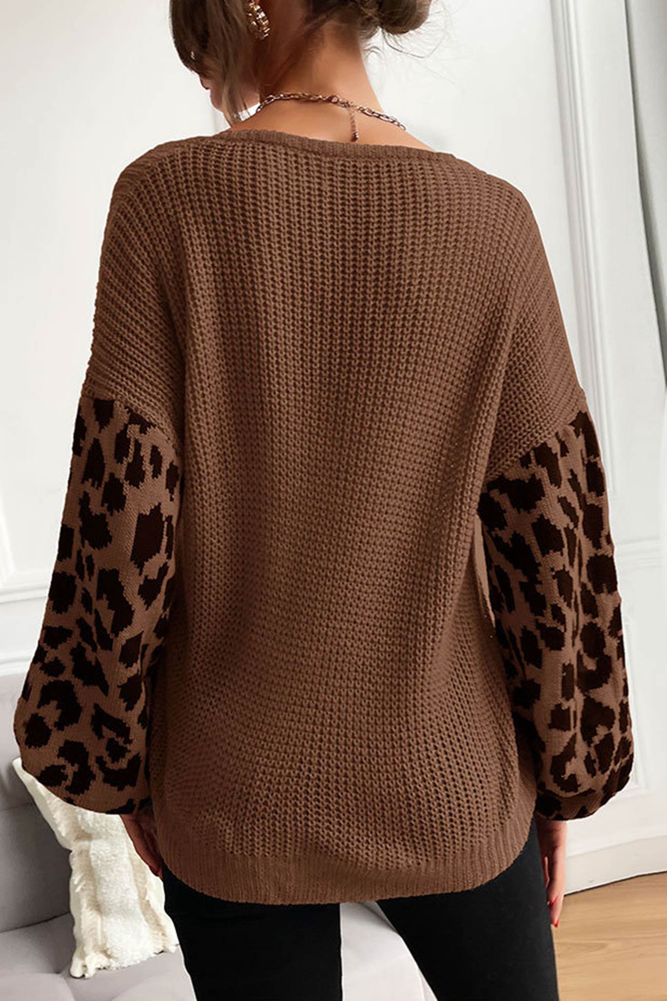 TastyHottie - Leopard Print Patchwork Pullover Sweater