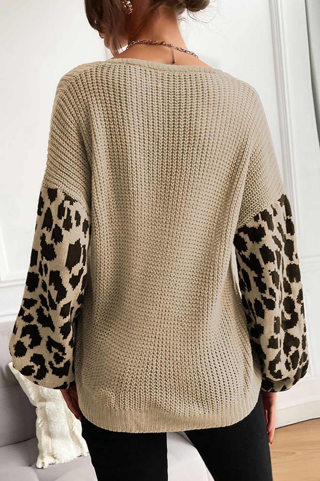 TastyHottie - Leopard Print Patchwork Pullover Sweater