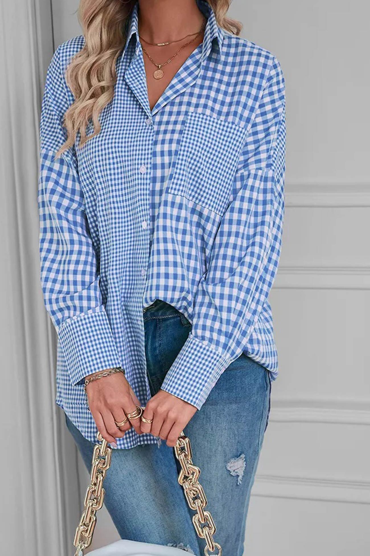 TastyHottie - Long Sleeve Plaid Patchwork Shirt