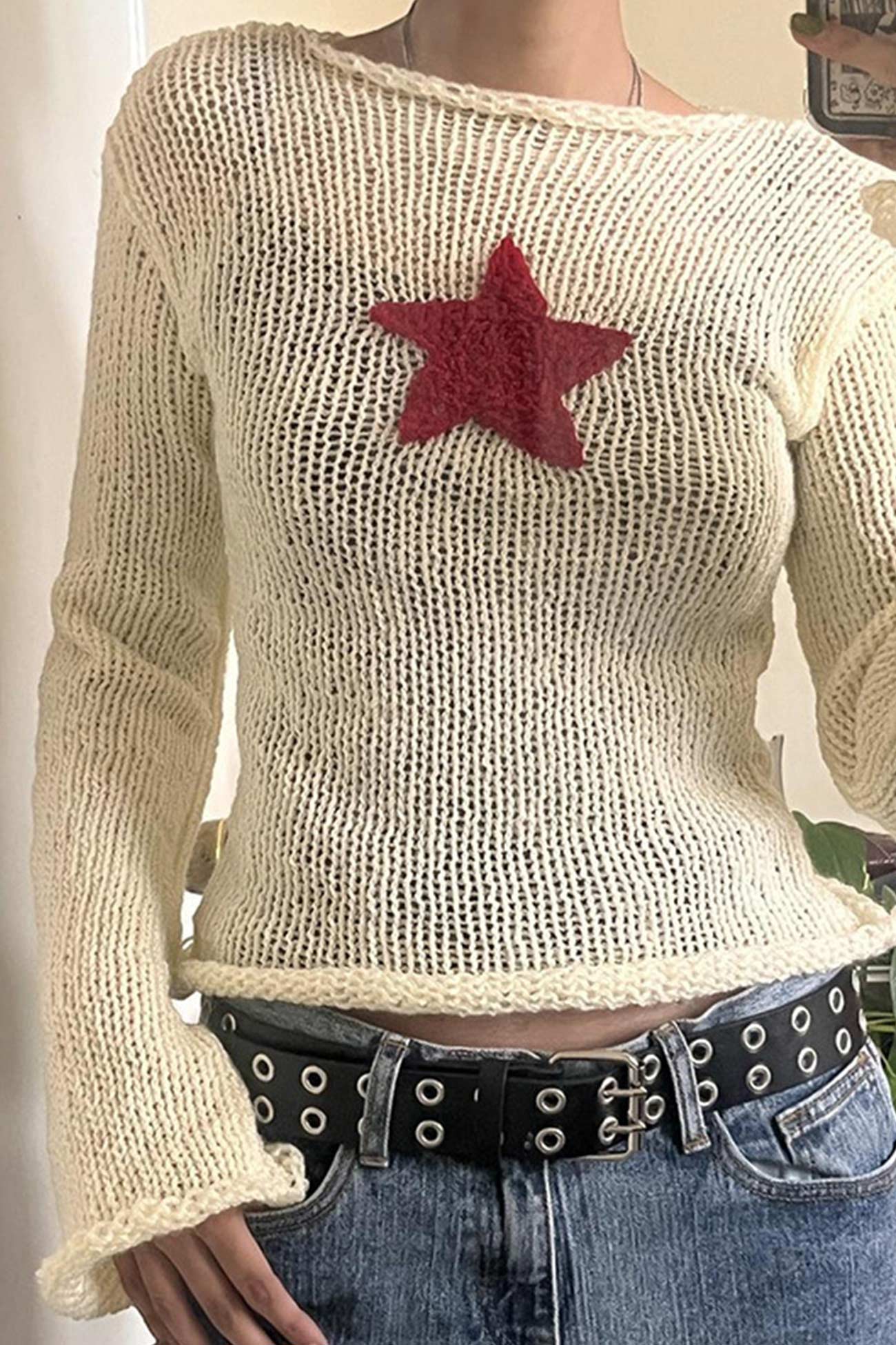 TastyHottie - Pentagram Jacquard Crimping Sweater