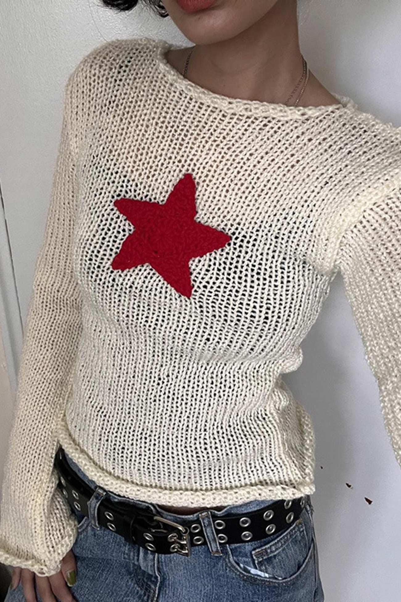 TastyHottie - Pentagram Jacquard Crimping Sweater