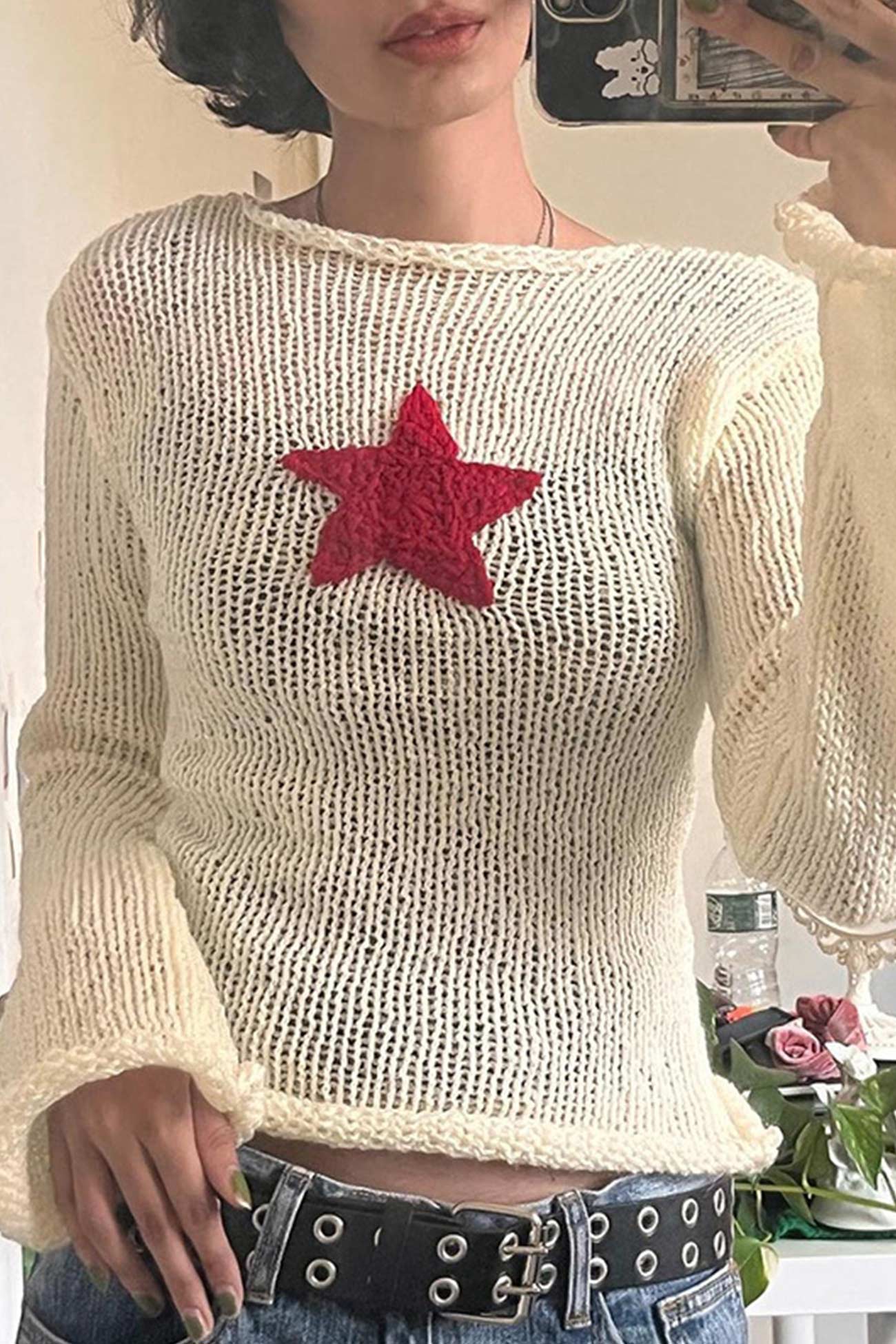 TastyHottie - Pentagram Jacquard Crimping Sweater