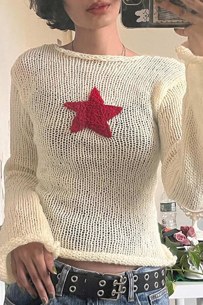 TastyHottie - Pentagram Jacquard Crimping Sweater