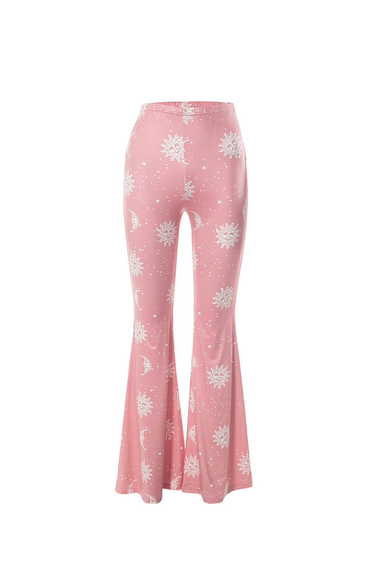 TastyHottie - Pink Abstract Print Flares Long Pants