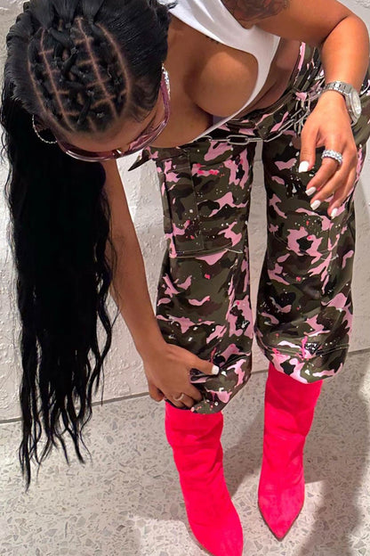 TastyHottie - Pink Camouflage High Waist Pants