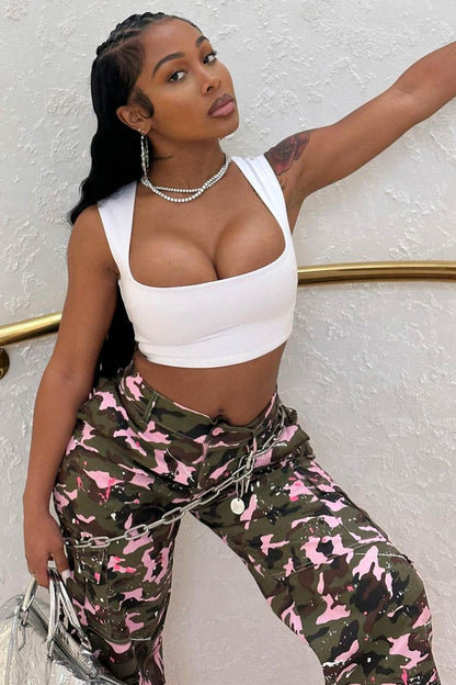 TastyHottie - Pink Camouflage High Waist Pants