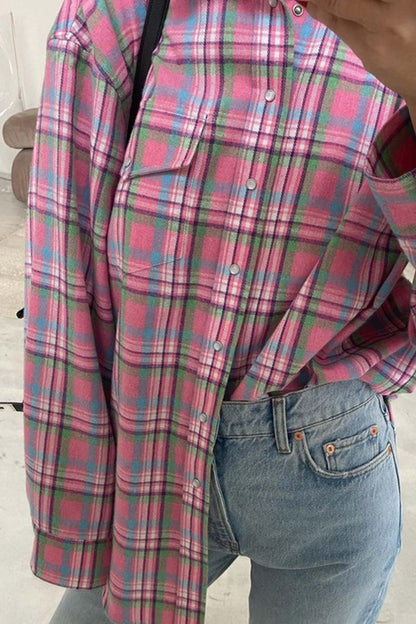 TastyHottie - Pink Cotton Plaid Blouse