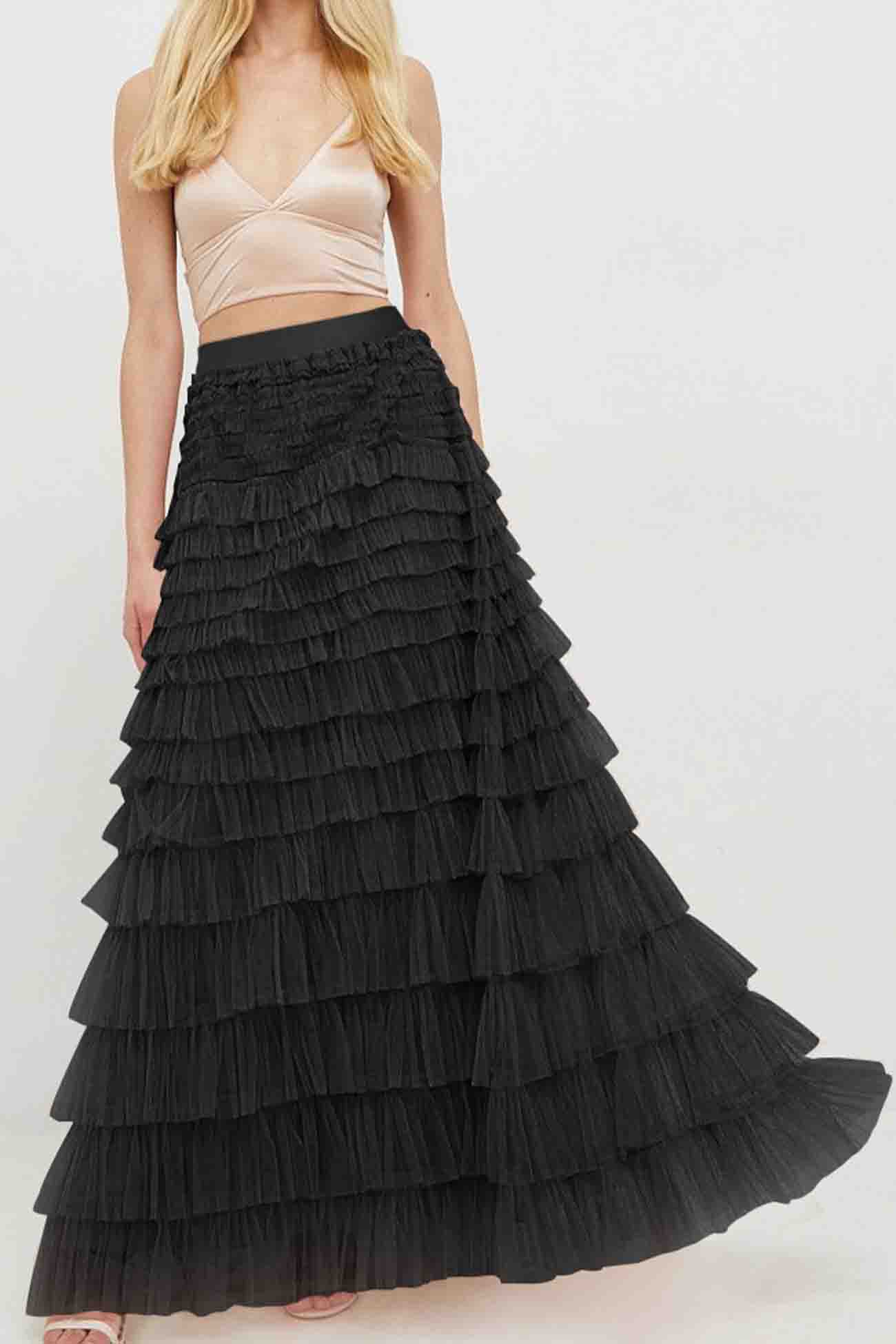 TastyHottie - Mesh A-line Tiered Skirt