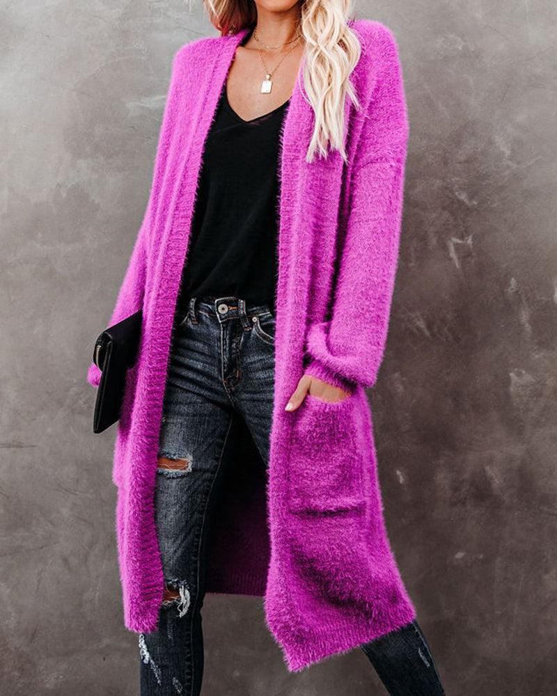 Solid color long cardigan Fuchsia 2022 f/w 23BF clothes Sweaters sweaters & cardigans Tops/Blouses