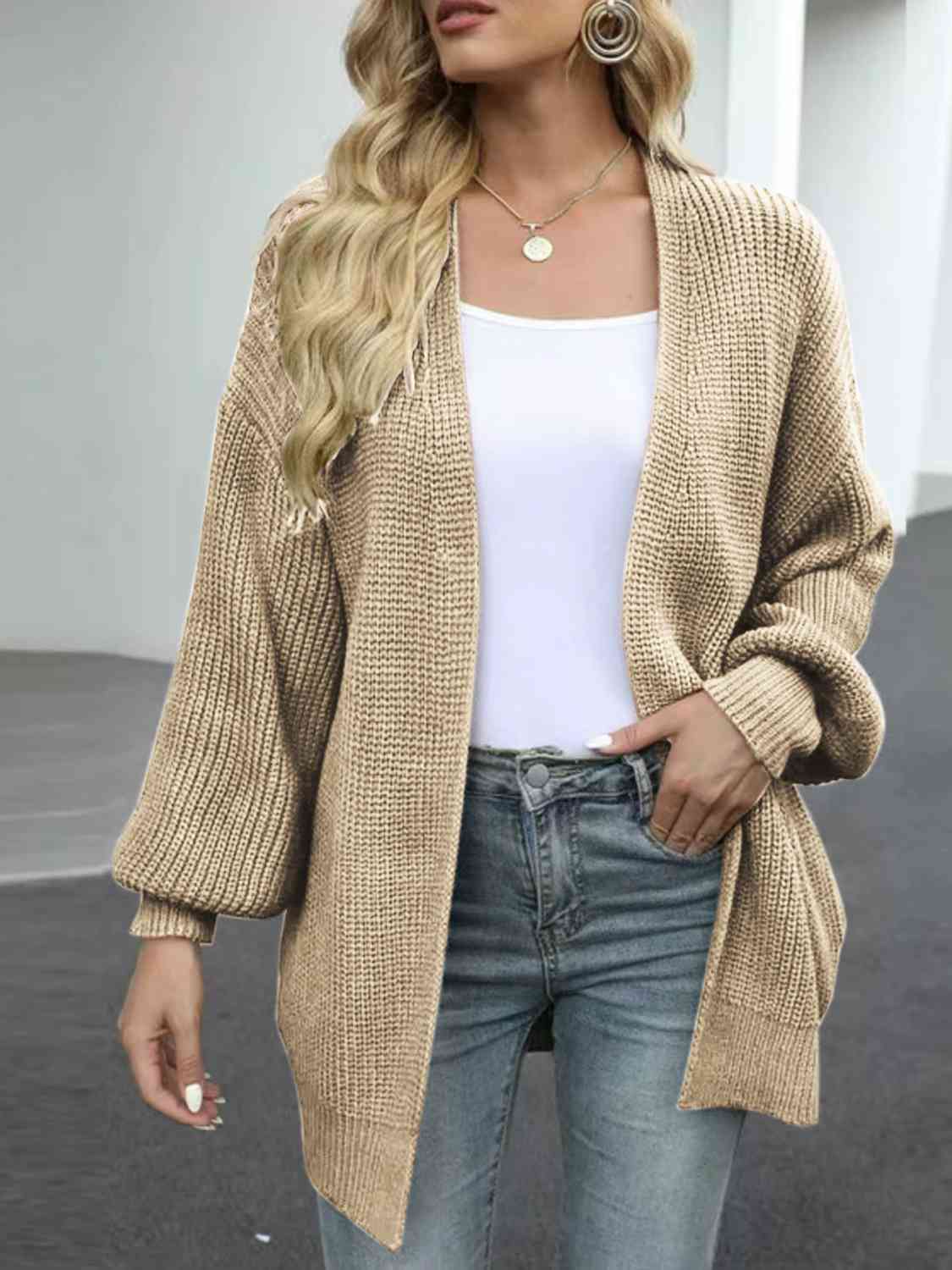 TastyHottie - Drop Shoulder Balloon Sleeve Cardigan