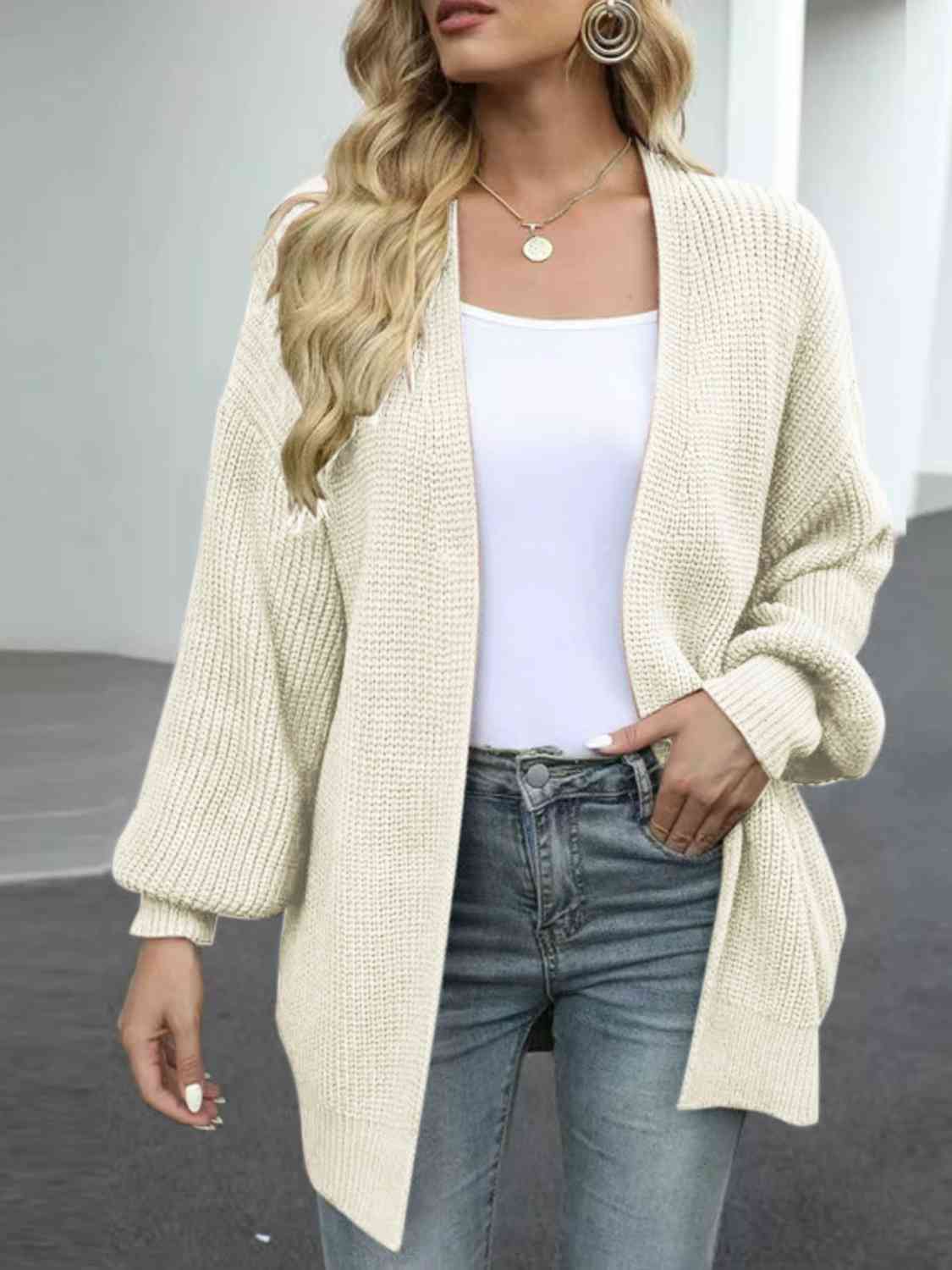 TastyHottie - Drop Shoulder Balloon Sleeve Cardigan