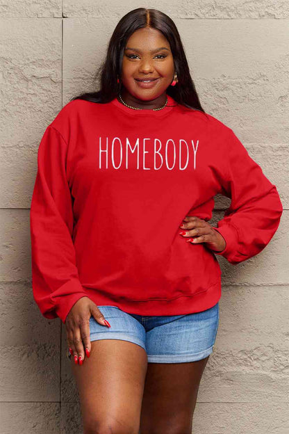 Simply Love Full Size HOMEBODY Graphic Sweatshirt Deep Red clothes long sleeve long sleeve shirts long sleeve top Ship From Overseas Shipping Delay 09/29/2023 - 10/04/2023 shirts Simply Love sweater sweaters