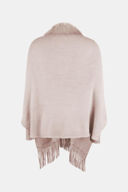 TastyHottie - Fringe Open Front Long Sleeve Poncho