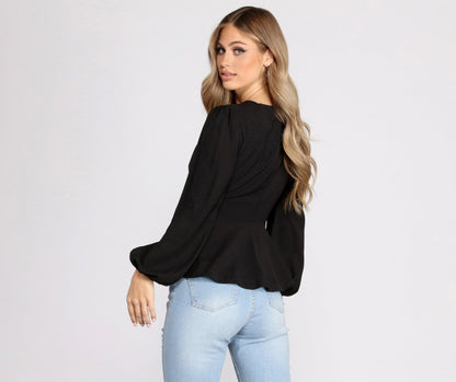 TastyHottie - Simply Irresistible Zip Front Ruffled Blouse