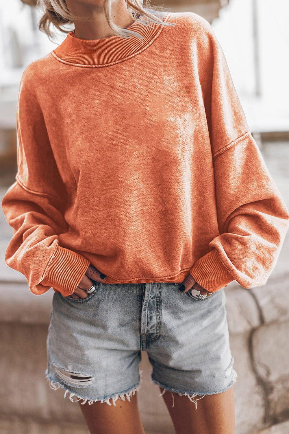 Round Neck Dropped Shoulder Sweatshirt Pumpkin clothes long sleeve Orange Ship From Overseas sweater sweaters SYNZ trend