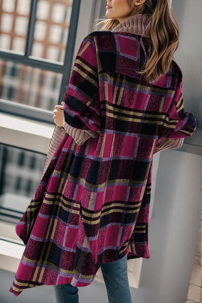 TastyHottie - Plaid Open Front Long Sleeve Long Cardigan