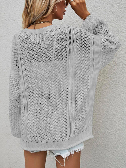 TastyHottie - Openwork Button Front Cardigan