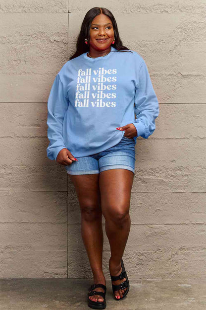 TastyHottie - Simply Love Full Size FALL VIBES Graphic Sweatshirt