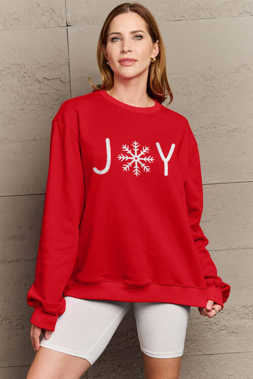 Simply Love Full Size Graphic Long Sleeve Sweatshirt Scarlet Christmas christmas sweater clothes Ship From Overseas Simply Love