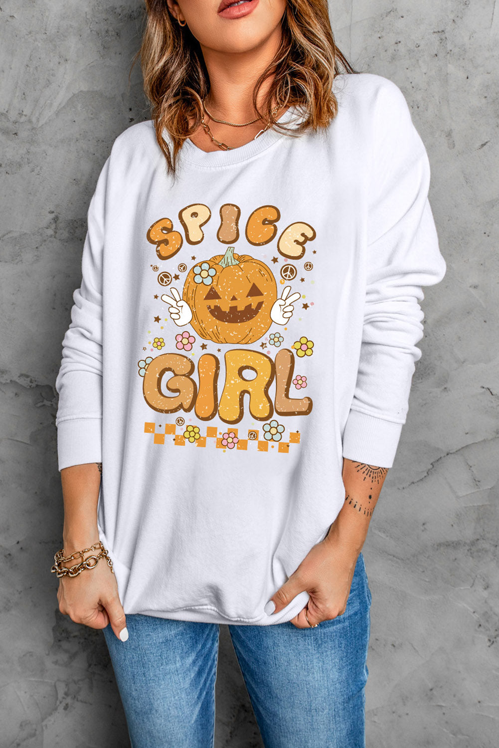 TastyHottie - Round Neck Long Sleeve SPICE GIRL Graphic Sweatshirt