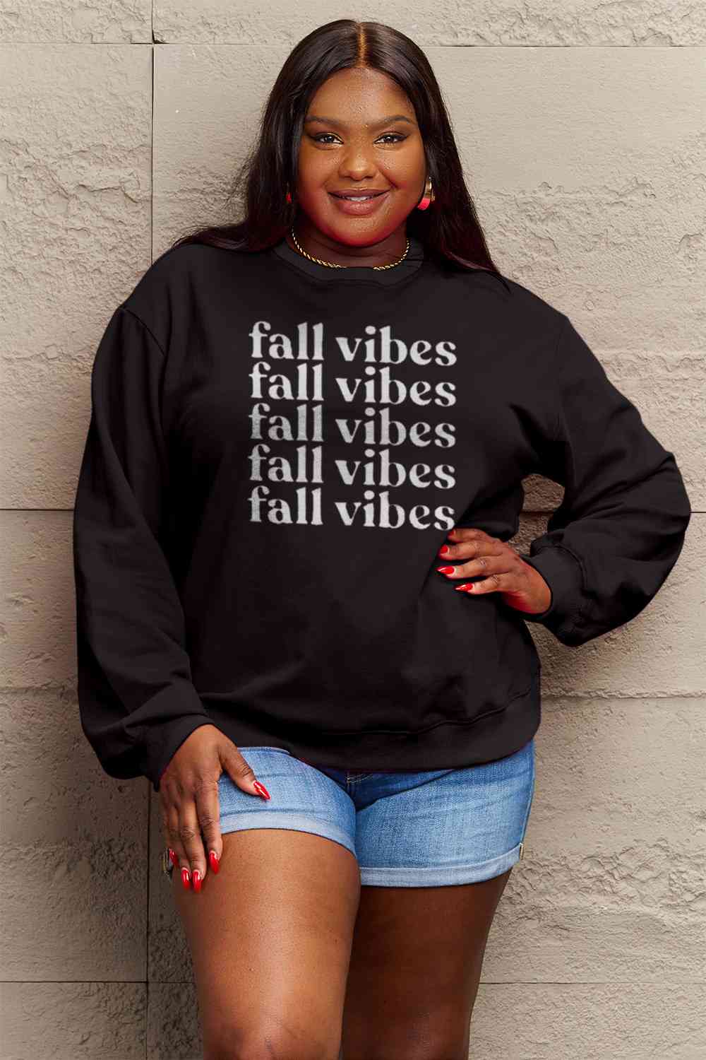 TastyHottie - Simply Love Full Size FALL VIBES Graphic Sweatshirt