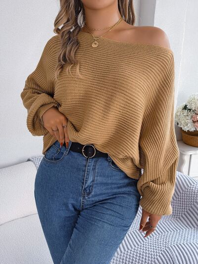 TastyHottie - One-Shoulder Lantern Sleeve Sweater