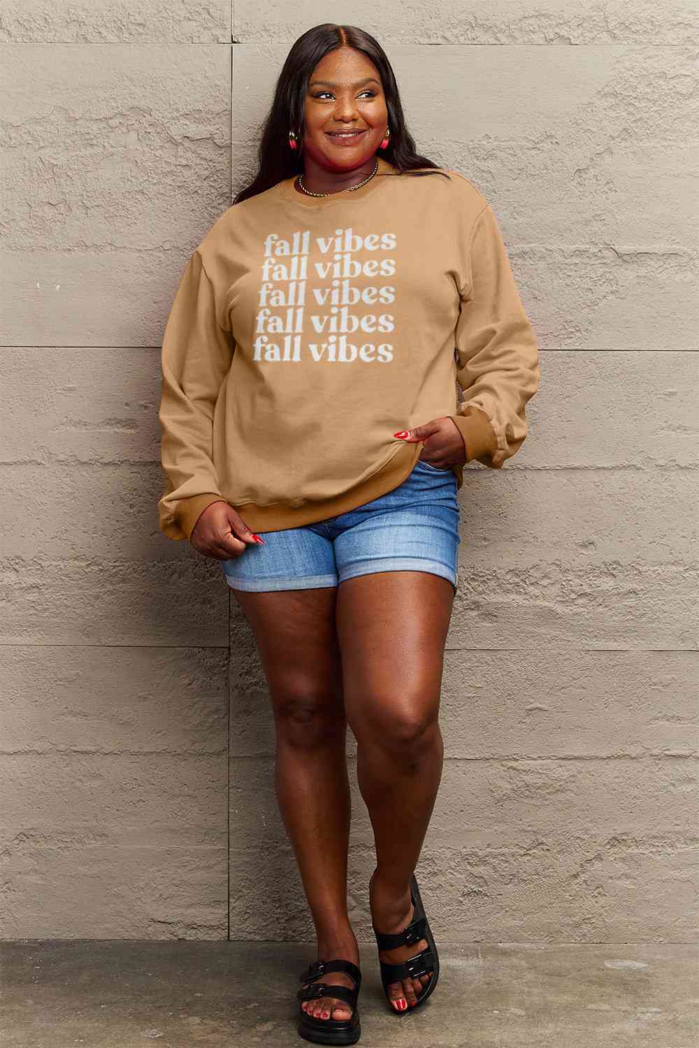 TastyHottie - Simply Love Full Size FALL VIBES Graphic Sweatshirt