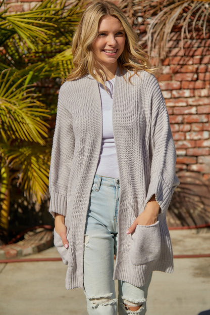 TastyHottie - Waffle-Knit Long Sleeve Cardigan with Pocket