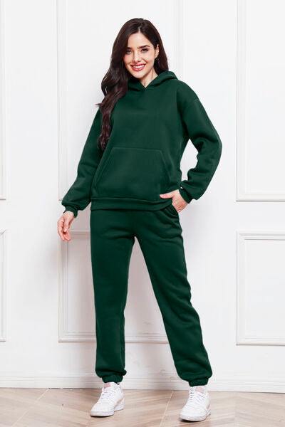 Drop Shoulder Long Sleeve Hoodie and Pants Set, 2 Piece Sweater and Pants Set Black Forest bottoms clothes lounge lounge wear lounge wear sets loungewear loungewear sets S.S.Ni sets Ship From Overseas Sweater sweaters Sweatshirt