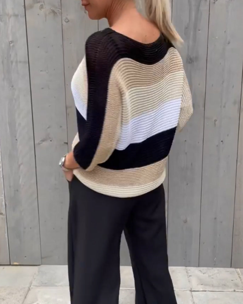 TastyHottie - Color block crew neck sweater