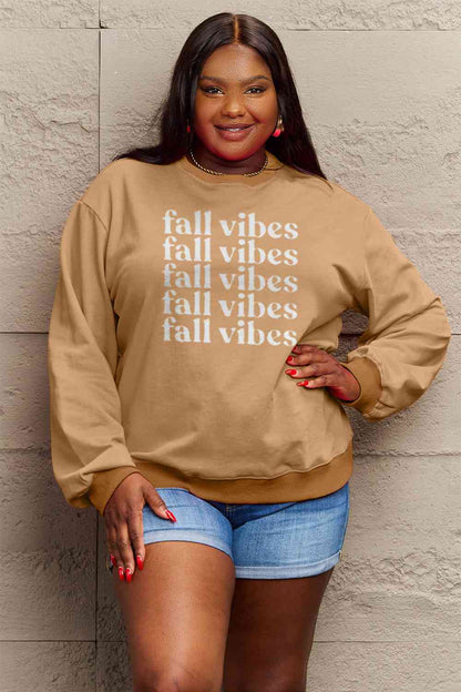 TastyHottie - Simply Love Full Size FALL VIBES Graphic Sweatshirt